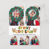 エレガントクリスマスのトナカイ家族の写真コラージュ シーズンポストカード (正面)