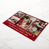 エレガントクリスマスのトナカイ家族の写真コラージュ 箔シーズンカード (回転した状態)