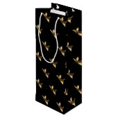 エレガントクリスマスのトランペットエンジェルブラック金ゴールドルック ワインギフトバッグ (裏面アングル)