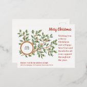 エレガントクリスマスのビジネス企業のロゴ 箔シーズンポストカード (正面/裏面)