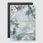 エレガントクリスマスのブルーバードと音楽コラージュ (正面/裏面)