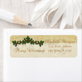 エレガントクリスマスのベリーの枝、キラキラ ラベル (インサイチュ)