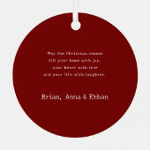 エレガントクリスマスのポインセチアとホリー写真 メタルオーナメント (裏面)