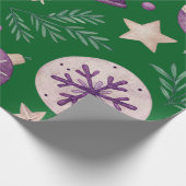 エレガントクリスマスのラッピング紙 – パープルベル&イベント ラッピングペーパー (角)