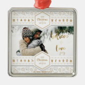 エレガントクリスマスのラブフォト メタルオーナメント (正面)