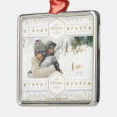 エレガントクリスマスのラブフォト メタルオーナメント (左)