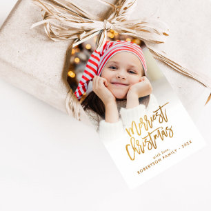 エレガントクリスマスの写真の休日 ギフトタグ