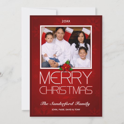 エレガントクリスマスの写真カード – 赤/白 シーズンカード (正面)