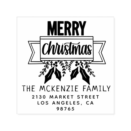 エレガントクリスマスの姓差出人住所 セルフインキングスタンプ (デザイン)