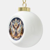 エレガントクリスマスの木々と天使のホリデーシーン セラミックボールオーナメント (右)