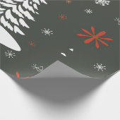 エレガントクリスマスの木と雪 ラッピングペーパー (角)