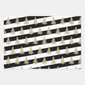 エレガントクリスマスの木のパストライプのターン ラッピングペーパーシート (正面2)