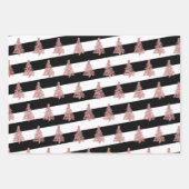 エレガントクリスマスの木のパストライプのターン ラッピングペーパーシート (正面)