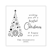 エレガントクリスマスの木の雪の結晶ファミリー名 ラバースタンプ (インプリント)