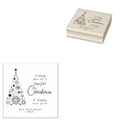 エレガントクリスマスの木の雪の結晶ファミリー名 ラバースタンプ (押印)