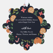 エレガントクリスマスの柑橘系写真 オーナメントカード (裏面)