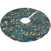 エレガントクリスマスの水の色の緑と果実 ブラッシュドポリエステルツリースカート (アングル)