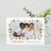 エレガントクリスマスの水の色の緑色写真 シーズンカード (スタンド正面)