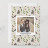 エレガントクリスマスの水彩緑の楕円形の写真 シーズンカード (裏面)