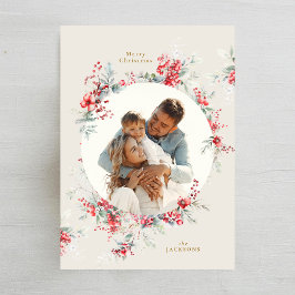 エレガントクリスマスの水色の紅葉の楕円形 シーズンカード