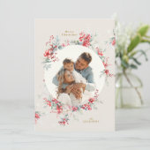 エレガントクリスマスの水色の紅葉の楕円形 シーズンカード (スタンド正面)