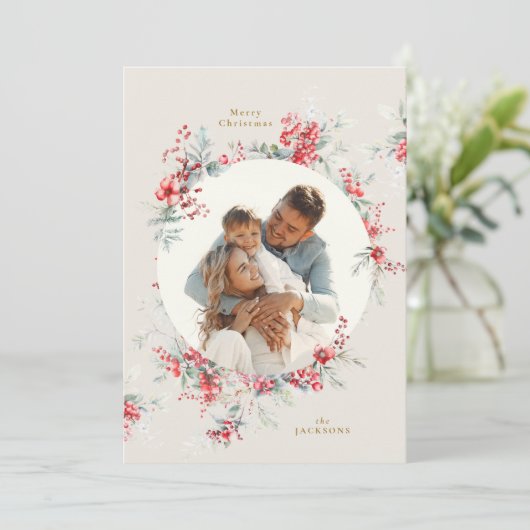 エレガントクリスマスの水色の紅葉の楕円形 シーズンカード (スタンド正面)