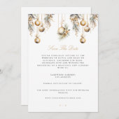 エレガントクリスマスの白結婚印 案内状 (正面/裏面)