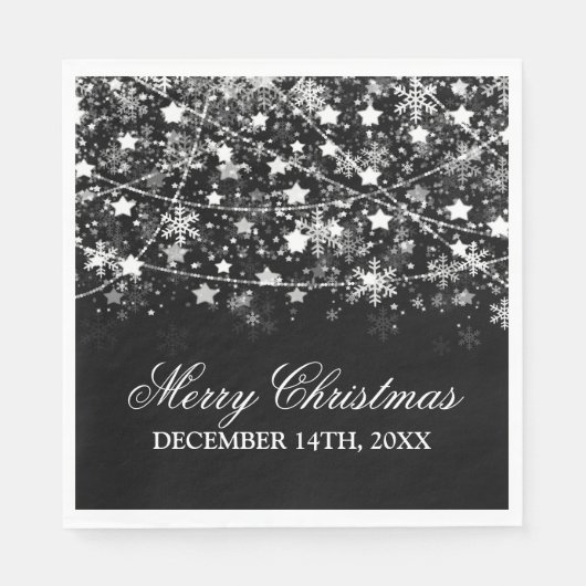 エレガントクリスマスの祭日文字列ライトシルバー スタンダードランチョンナプキン (正面)