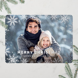 エレガントクリスマスの紅葉フォトシルバー 箔シーズンカード