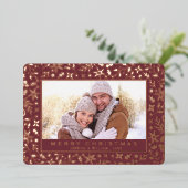 エレガントクリスマスの紅葉フォトバラ金ゴールド 箔シーズンカード (立ち正面)