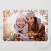 エレガントクリスマスの紅葉フォトバラ金ゴールド 箔シーズンカード (正面)