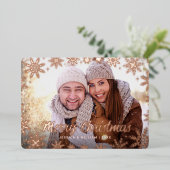 エレガントクリスマスの紅葉フォトバラ金ゴールド 箔シーズンカード (立ち正面)