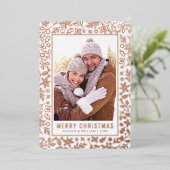 エレガントクリスマスの紅葉フォトバラ金ゴールド 箔シーズンカード (立ち正面)