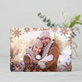 エレガントクリスマスの紅葉フォトバラ金ゴールド 箔シーズンカード (立ち正面)