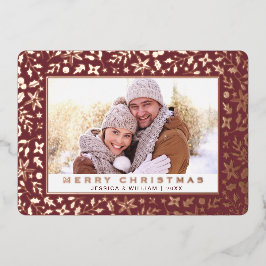 エレガントクリスマスの紅葉フォトバラ金ゴールド 箔シーズンカード