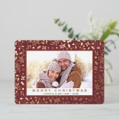 エレガントクリスマスの紅葉フォトバラ金ゴールド 箔シーズンカード (立ち正面)