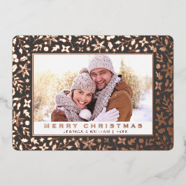 エレガントクリスマスの紅葉フォトバラ金ゴールド 箔シーズンカード