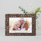 エレガントクリスマスの紅葉フォトバラ金ゴールド 箔シーズンカード (立ち正面)