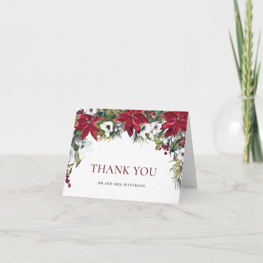 エレガントクリスマスの結婚冬 サンキューカード (正面)