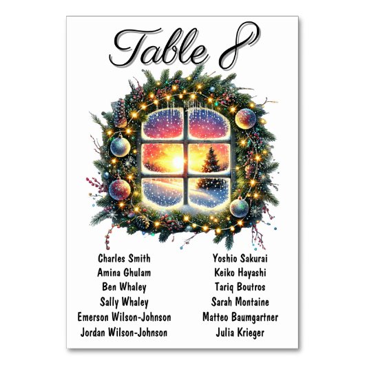 エレガントクリスマスの結婚表座席表カード テーブルナンバー (裏面)