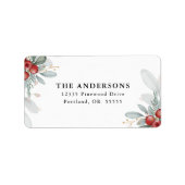 エレガントクリスマスの緑と果実が戻る ラベル (正面)