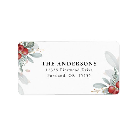 エレガントクリスマスの緑と果実が戻る ラベル (正面)