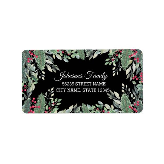 エレガントクリスマスの緑の赤い果実ブラック ラベル (正面)