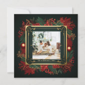 エレガントクリスマスの緑の金ゴールドフレームカスタム写真 シーズンカード (正面)