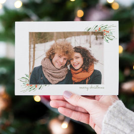 エレガントクリスマスの葉の果実のホリデーフォト シーズンカード