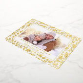 エレガントクリスマスの葉写真金ゴールド 箔シーズンカード (回転した状態)