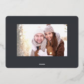 エレガントクリスマスの葉2枚の写真金ゴールド 箔シーズンカード (裏面)