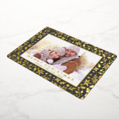 エレガントクリスマスの葉2枚の写真金ゴールド 箔シーズンカード (回転した状態)