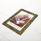 エレガントクリスマスの葉2枚の写真金ゴールド 箔シーズンカード (回転した状態)