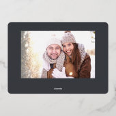 エレガントクリスマスの葉2枚の写真金ゴールド 箔シーズンカード (裏面)